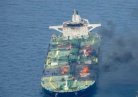 flames and smoke rise from the greek flagged oil tanker sounion which has been on fire since august 23 on the red sea august 28 2024 reuters